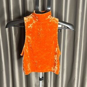 Velvet Orange Sleeveless Top
